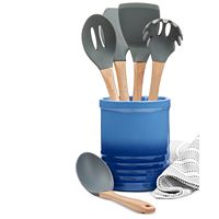 5-Piece Martha Stewart Collection Kitchen Utensil Set & Crock (Blue/Red) only $19.93