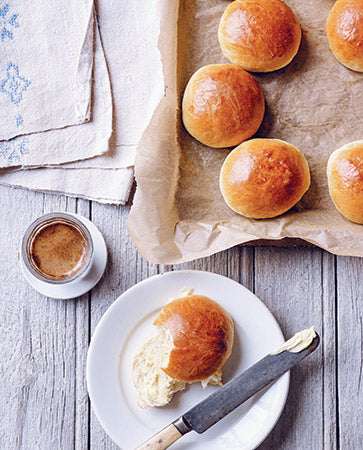 Recipe for Birthday Buns from Bront at Home by Bront Aurel and cookbook & Zabars beautiful new le Jacquard Francais Tea Towel and Zabars Morello Cherry preserves giveaway