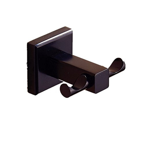 AUSWIND Black Paint Coat Hook Solid Brass Square Base Robe Hook Wall Mount Bathroom Lavatory