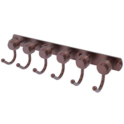 Allied Brass 920G-6 Mercury Collection 6 Position Tie and Belt Rack with Groovy Accent Decorative Hook, Antique Copper