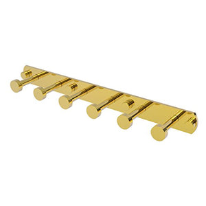 Allied Brass FR-20-6 Fresno Collection 6 Position Tie and Belt Rack Decorative Hook, Polished Brass