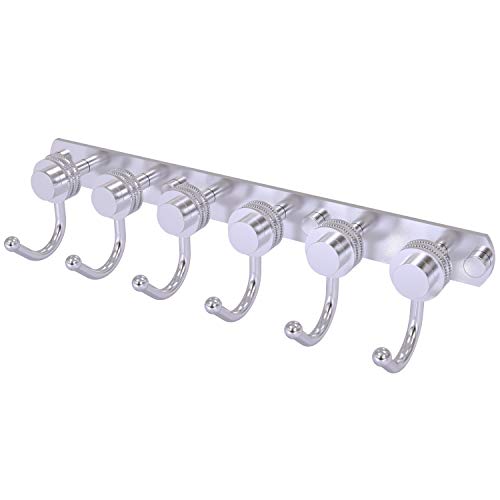 Allied Brass 920D-6 Mercury Collection 6 Position Tie and Belt Rack with Dotted Accent Decorative Hook, Satin Chrome