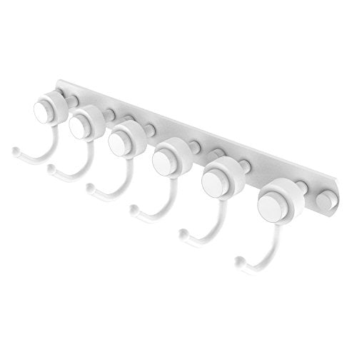 Allied Brass 920-6 Mercury Collection 6 Position Tie and Belt Rack with Smooth Accent Decorative Hook, Matte White