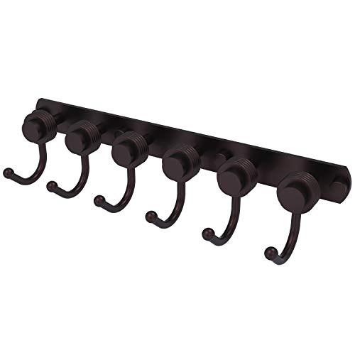 Allied Brass 920G-6 Mercury Collection 6 Position Tie and Belt Rack with Groovy Accent Decorative Hook, Antique Bronze