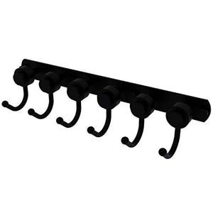 Allied Brass 920-6 Mercury Collection 6 Position Tie and Belt Rack with Smooth Accent Decorative Hook, Matte Black