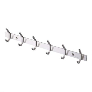 KES SUS 304 Stainless Steel Towel/Coat Hook Rack Rail Shelf with 6 Hooks Robe Hanger Bathroom Storage Organizer Wall Mount, Brushed Finish, AH203H6-2