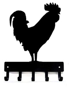 The Metal Peddler Rooster #02 Farm Key Rack - Large 9 inch Wide