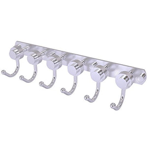 Allied Brass 920-6 Mercury Collection 6 Position Tie and Belt Rack with Smooth Accent Decorative Hook, Satin Chrome
