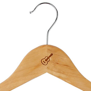 Acoustic Guitar Maple Clothes Hangers - Wooden Suit Hanger - Laser Engraved Design - Wooden Hangers for Dresses, Wedding Gowns, Suits, and Other Special Garments