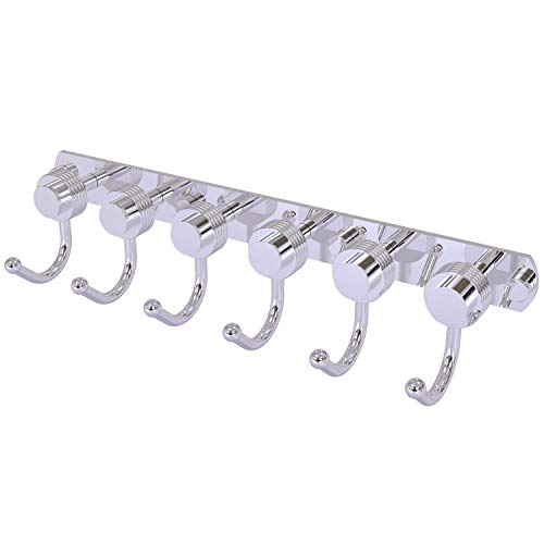 Allied Brass 920G-6 Mercury Collection 6 Position Tie and Belt Rack with Groovy Accent Decorative Hook, Polished Chrome