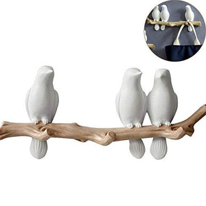 WINGOFFLY Decorative Birds On Tree Branch Wall Mounted Coat Hanger for Coats/Hats/Keys/Towels(Three Birds)