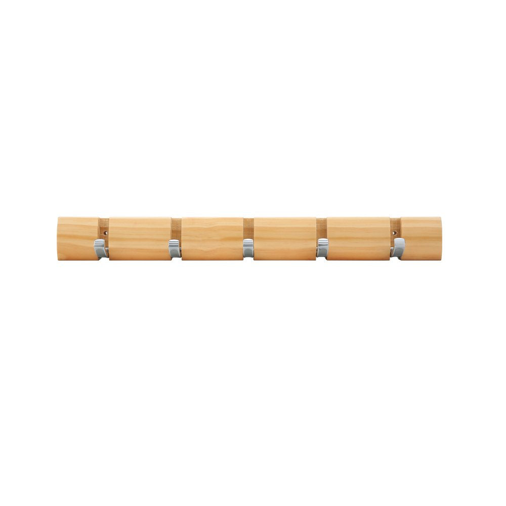 Mclife Wooden Material 18.9-Inch Invisible 5-Hook Hanger Coat Hook (Log color)