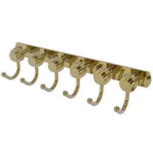 Allied Brass 920G-6 Mercury Collection 6 Position Tie and Belt Rack with Groovy Accent Decorative Hook, Unlacquered Brass