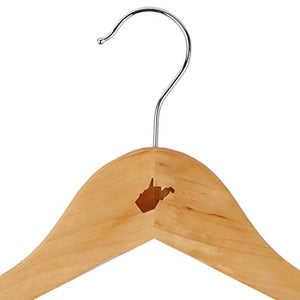 West Virginia Maple Clothes Hangers - Wooden Suit Hanger - Laser Engraved Design - Wooden Hangers for Dresses, Wedding Gowns, Suits, and Other Special Garments