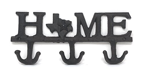 BG Home Collections Key Holder. Wall Mount Key Hook. Rustic Western Cast Iron Hanger - With Screws and Anchors. Measures: 11" x 6" (HOME, Rust Brown Cast Iron)