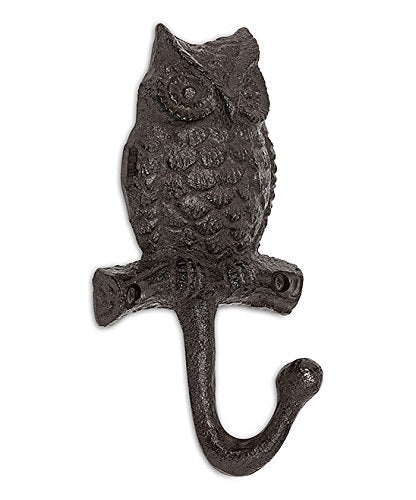 Royal Brands Cast Iron Key Hook Iron Decorative Wall Mounted Key Hook Wall Hook Jewelry Holder Apron Hanger Metal Animal Hooks (Owl)
