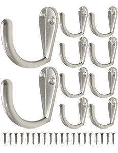 Kitchen Hardware Collection 10 Pack Wall Mounted Single Hook Coat Racks Satin Nickel Clothes Hanging Racks for Entryway Towel Racks in Kitchen Bathroom