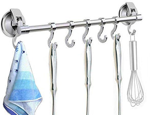 iRomic Suction Cup Hook Rack Bar Rail Hanger Shower Utensil Hook Hooks Organizer for Kitchen Utensils and Bathroom Accessories Towel,Wreath, Loofah,Bathrobe.