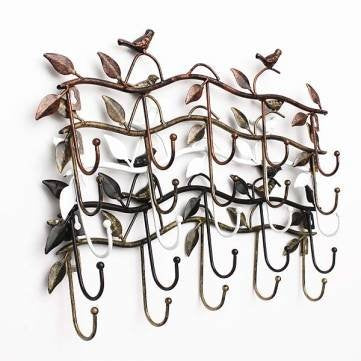 Iron Birds And Leaves Towel Coat Clothes Hangers 5 Hooks