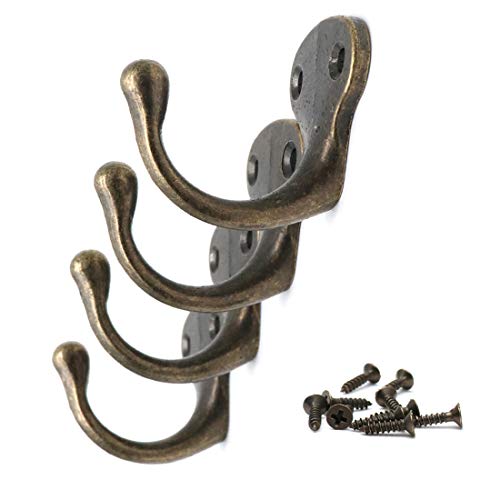Karcy 4Pcs Vintage Single Cloth Hanger Oil Rubbed Bronze Wall Mounted Decorative Coat Hat Hook for Home Office