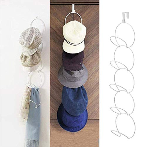 Xemz Door & Wall Mounted Hat Rack, Door Hanging Hat Clothes Bag Cap Scarf Hanger, Baseball Cap Ties Belts Hooks Display Holder Organizer (White)