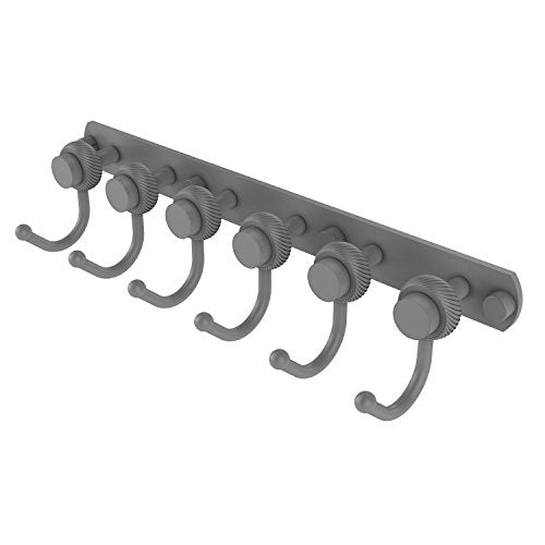 Allied Brass 920T-6 Mercury Collection 6 Position Tie and Belt Rack with Twisted Accent Decorative Hook, Matte Gray