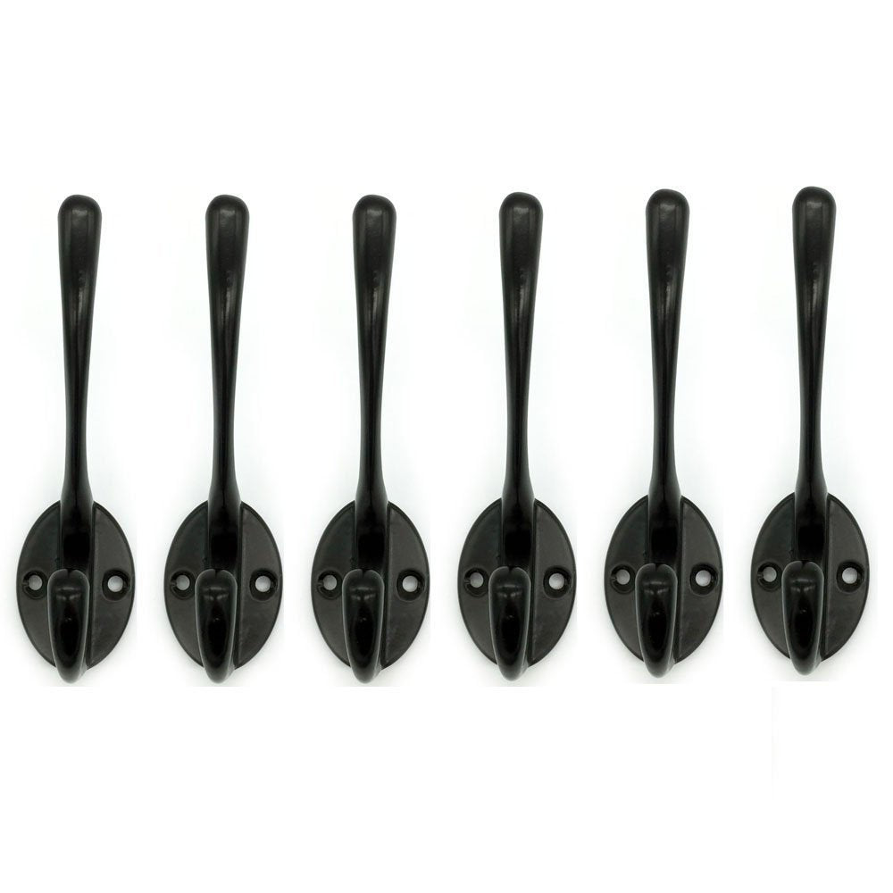 Richohome Wall Coat and Hat Hook-6 Pack(Black)