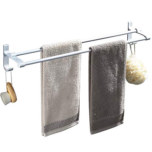 Towel Rack, Wall Mounted Double Pole Shelf, Bathroom Bathroom Shelf, Space Aluminum Belt Hook Shelf, 60cm