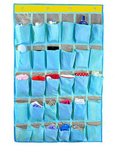 30 Pockets Durable Oxford Fabric Dorm Room Over Wall Door Closet System Organizer Shoes Hanging Storage Bag Cellphone Books Garage Shelf Rack Holder,4 Metal Hooks