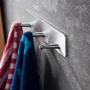 Hanpex Self-Adhesive Stainless Steel Hooks (4 Pcs) - Heavy Duty Wall Hooks For Towels, Coats, Keys (Matte Black, SUS-304)