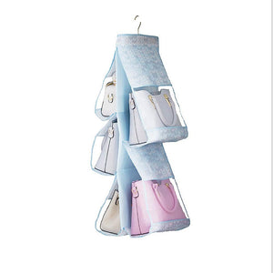 KSUNSEVEN 5 Clear Pockets 2-Sided Closet Hanging Handbag Purse Organizer Blankets Sheets Towels Storage Holder Bags Storage