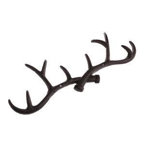 Baoblaze Chic Cast Iron Deer Antlers Wall Hooks Strong Coat Towel Clothes Hat Key Hanger Holder, Xmas Gift Home Decoration - Brown