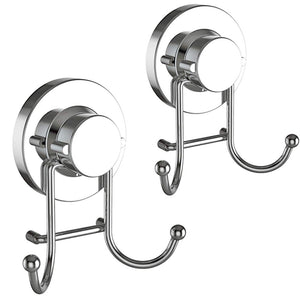HOME SO Towel Hook with Suction Cup Holder - Bathroom, Shower & Kitchen Storage Organizer Hanger for Bath Robe, Towel, Coat, Loofah - Stainless Steel, Chrome … (2)