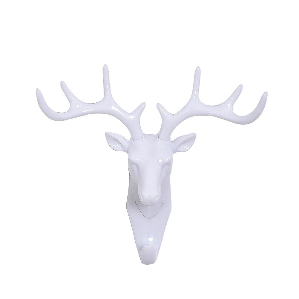 Peyan Deer Head Single Wall Hook / Hanger Animal Shaped Coat Hat Hook Heavy Duty Rustic, Decorative Gift White