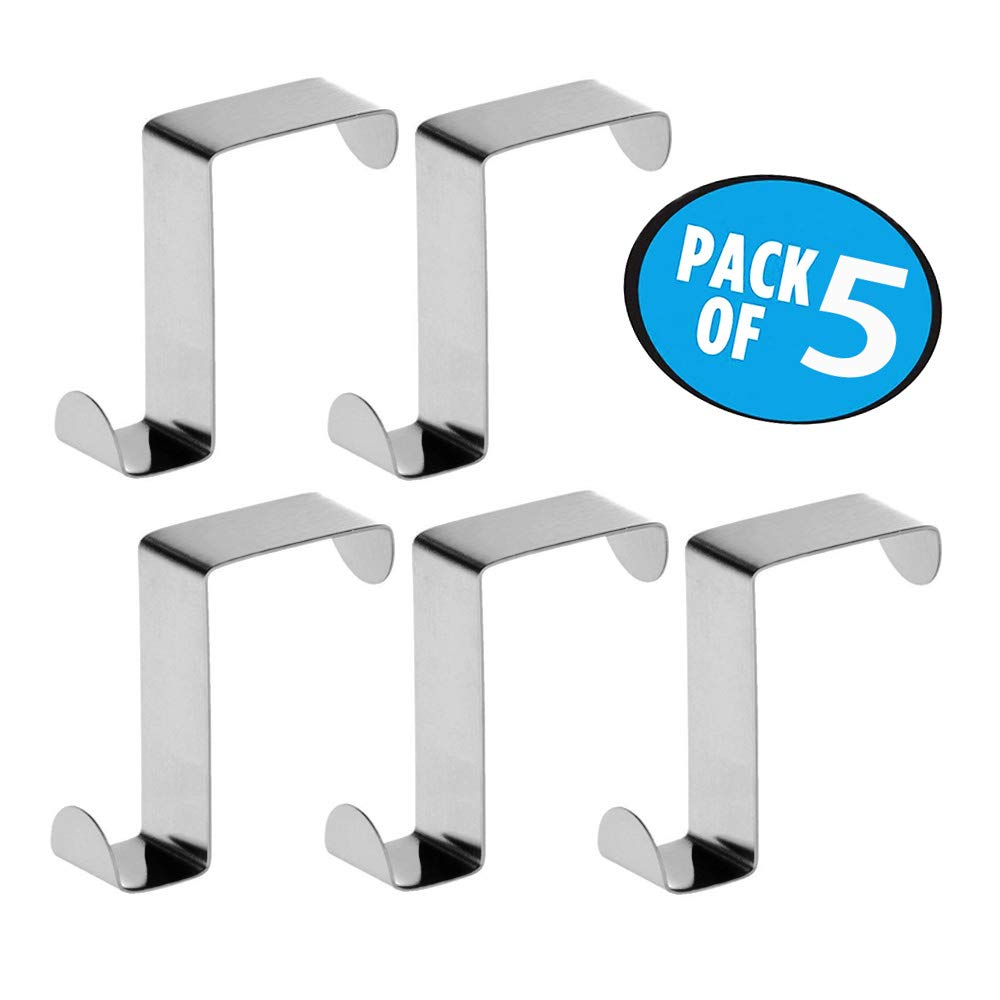 Over The Door Hook Organizer Rack Hanger with No Hole Drilling Required to Securely Hold Your Clothes Coat Towel Holder Stainless Steel Storage. for Bathroom，Kitchen,Bedroom,Shoe Cabinet (5pack)