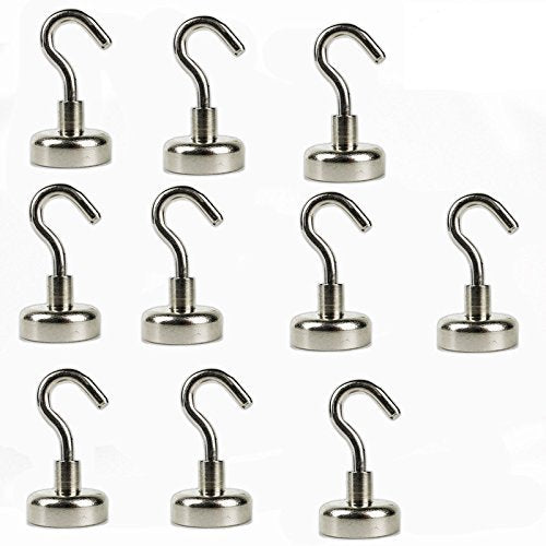 Magnetic Hooks 10 Pack Stainless Steel Small S Holders 12LB Heavy Duty Neodymium Magnet Metal Hanging Multi Use Indoors Storage Organizer