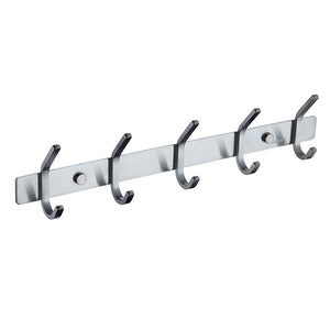 Mellewell Utility Hook Rails Storage Racks 15-Inch with 5 Heavy Duty Hooks, Wall Coat Robe Towel Pan Hook Bathroom Kitchen Organizer, Brushed Stainless Steel, 08002HK05