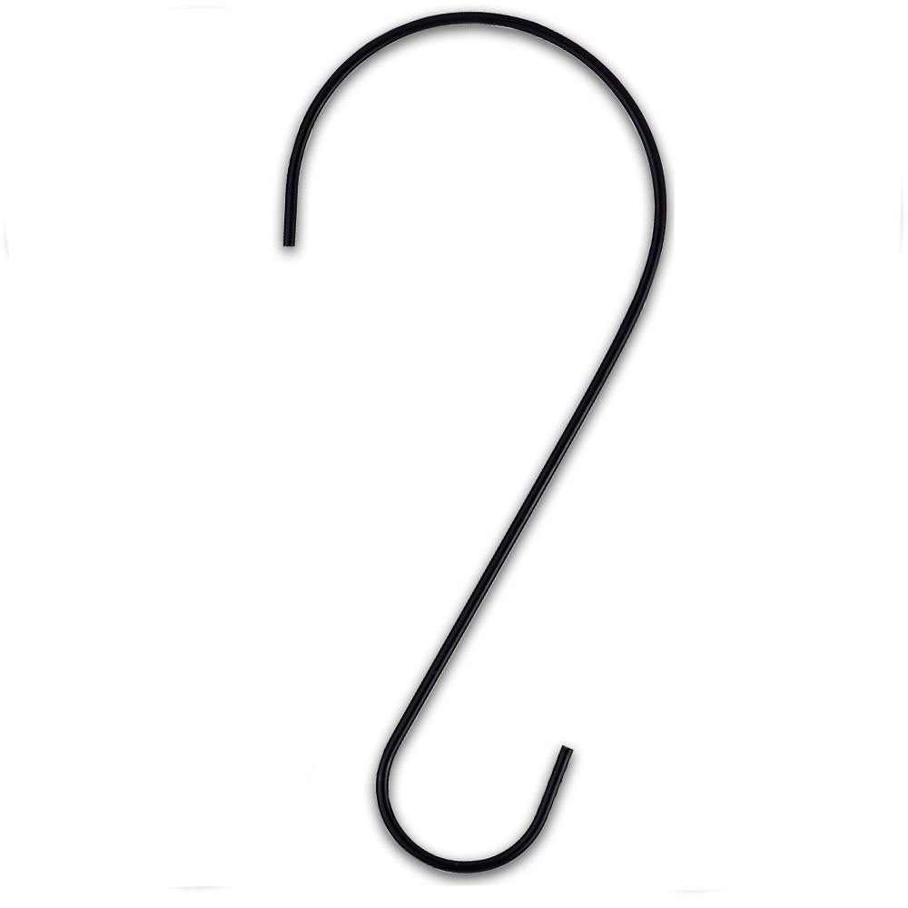 RuiLing 12 Inch Black Coating Metal Tree Branch Hook / Garden Hooks / S Hooks for Hanging Plants, Bird Feeders, Baskets,Lanterns and Ornaments, and More.Pack of 6