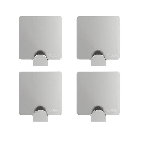 [Upgrade]VISEN adhesive hook wall hanger for bath towel clothes coat hat key and headset (Pack of 4 Hooks)