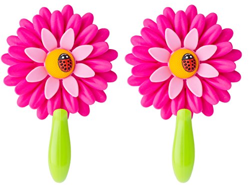 Vigar Flower Power Hook with Suction, 4-3/4-Inches Long, 2-Pack, Pink
