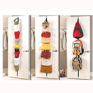 2 Row CapRack 16 Hooks Cap Hat Bag Storage Clothes Coat Holder Rack Organizer Over Door Straps Hanger