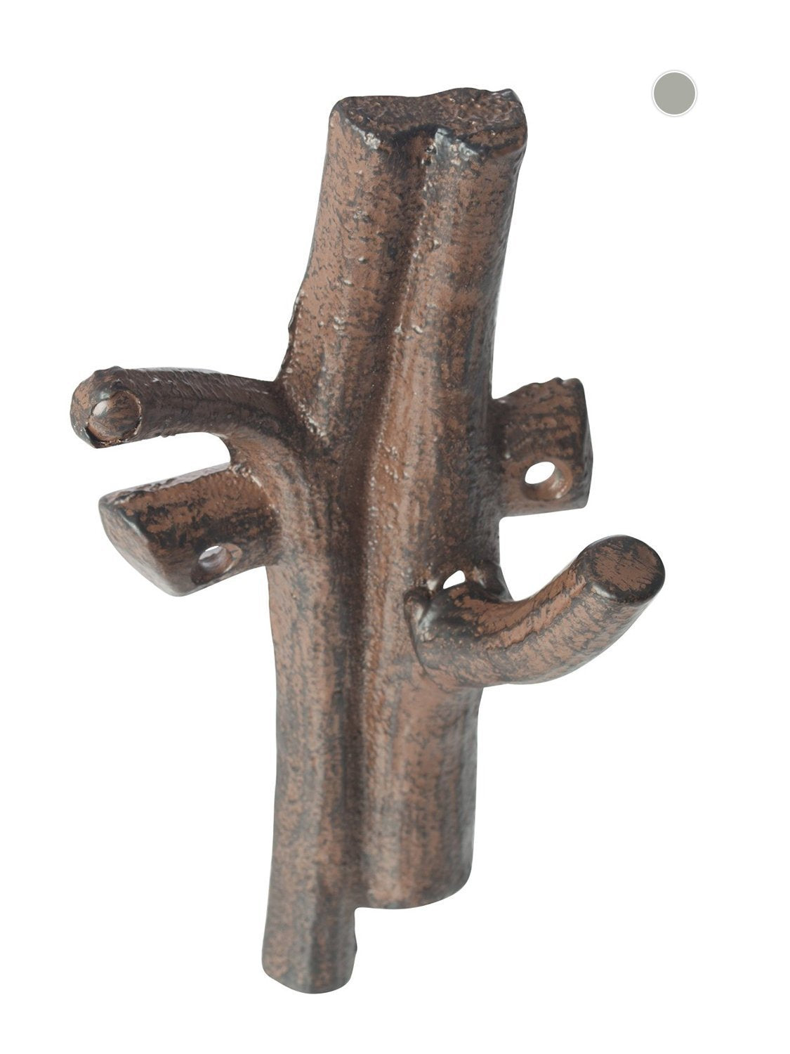 Cast Iron Branch Wall Hook | Wall Mounted Decorative Hanger with 2 Coat Hooks | For Coats, Purses, Hats, Clothes, Towels and More | 4x2.5x7.3" | With Screws And Anchors By Comfify (Rust Brown)