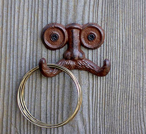 Mustache Wall Hook | Double Coat Hook | Decorative Wall Mounted Coat Hanger | 3.5 x2.5" - With Screws And Anchors by Comfify (Rust Brown)