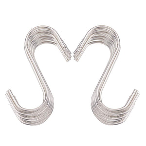 BENECREAT 50 Pack S Shaped Hanging Hooks 3.5" Hangers Stainless Steel Heavy-Duty Hangers for Kitchen, Bathroom, Bedroom and Office