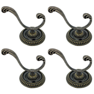 Richohome Retro Dual Coat and Hat Hook with Round Base- Pack of 4