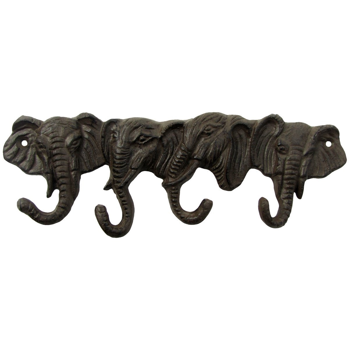 Metal Wall Mount 4 Elephant Head Hooks Jewelry Purse Hook Key Ring Hat Coat Rack