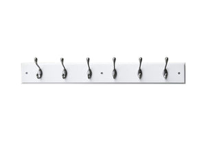 6-Hook Wall Mounted Coat Rack by Avignon Home - Metal Key Hooks - Easy to Install Wall Organizer for Clothes, Robes, Hats, Bags Towels, Kitchen Utensils 26 Inches Wide (White)