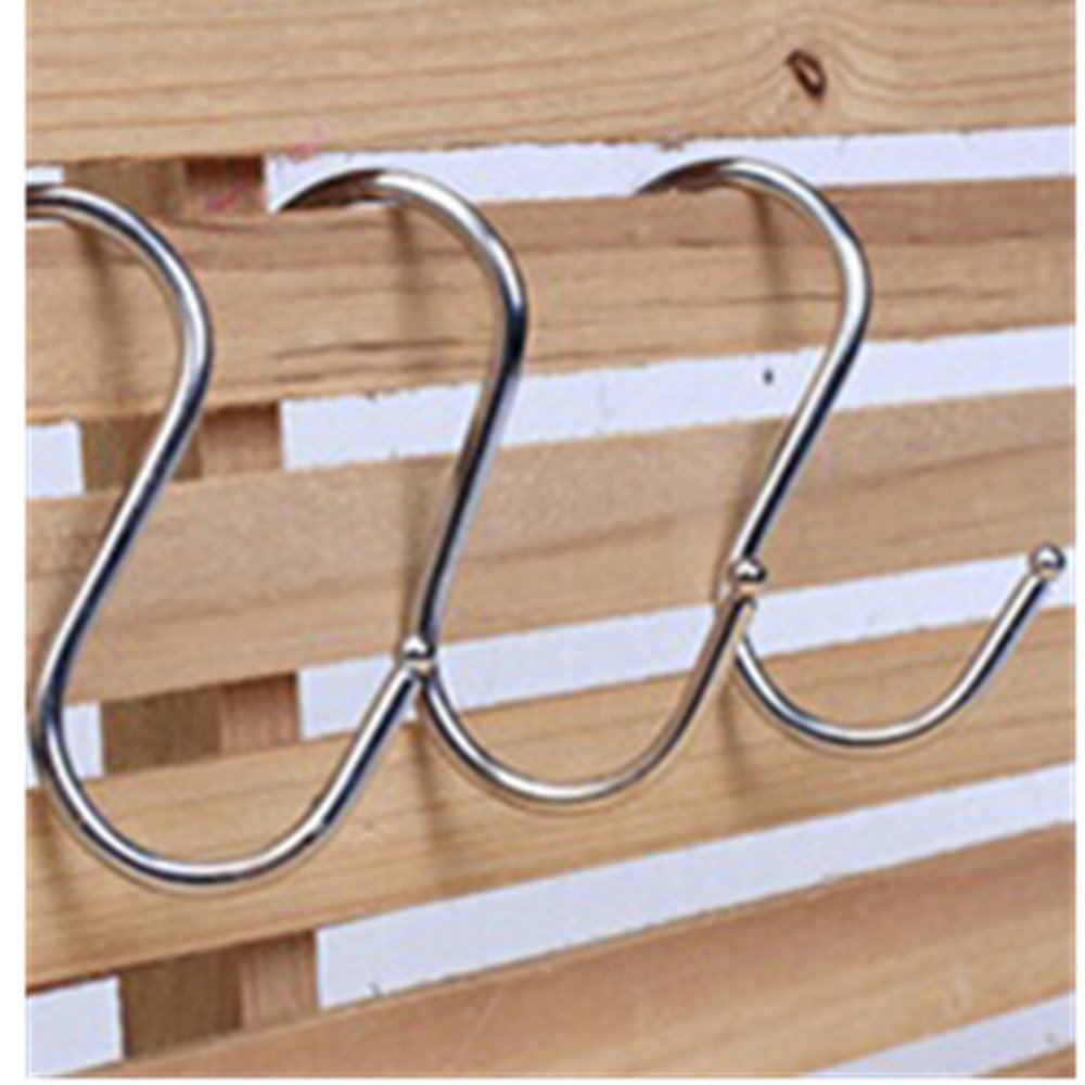 KAKA(TM) 15x Stainless S Hooks Kitchen Pot Pan Hanger Clothes Storage Rack (S)