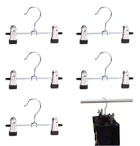 Adjustable 6" Double Clip Boot Hanger, Portable Travel Hanging Laundry Hooks, Set of 5