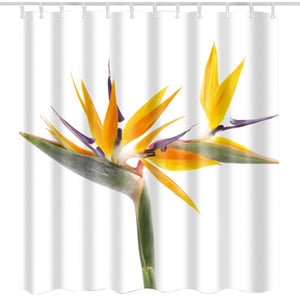 BROSHAN Yellow Fabric Shower Curtain Washable, Spring Fresh Flower Modern Floral Nature Art Print Bath Curtain, Yellow White Polyester Waterproof Bathroom Decor Set with Hooks,72x72 Inch